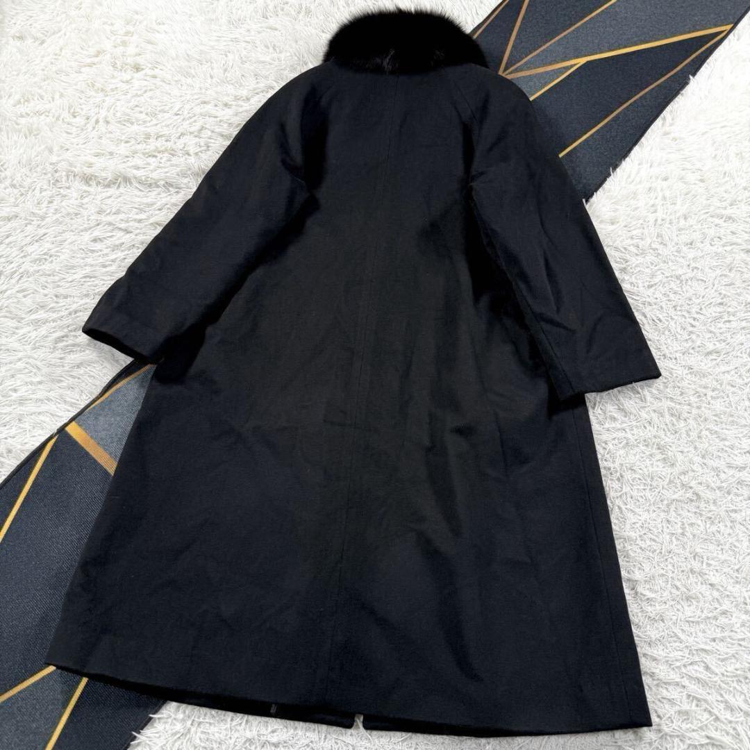 総丈120㎝ ヴェローナ フォクスファー カシミヤ100 コート ロング L