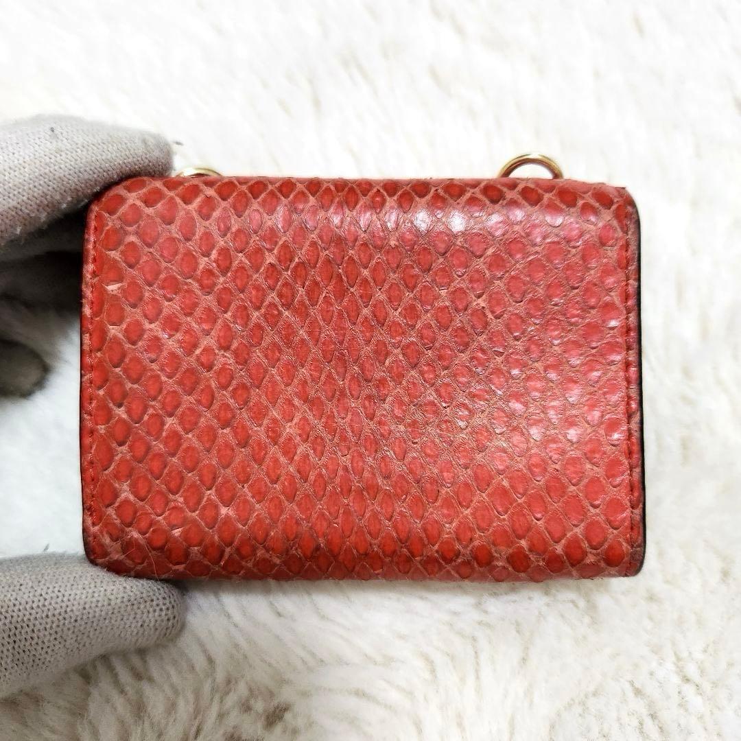 ✨美品　希少✨フェンディ　三つ折り　チェーンウォレット　パイソン　コンパクト