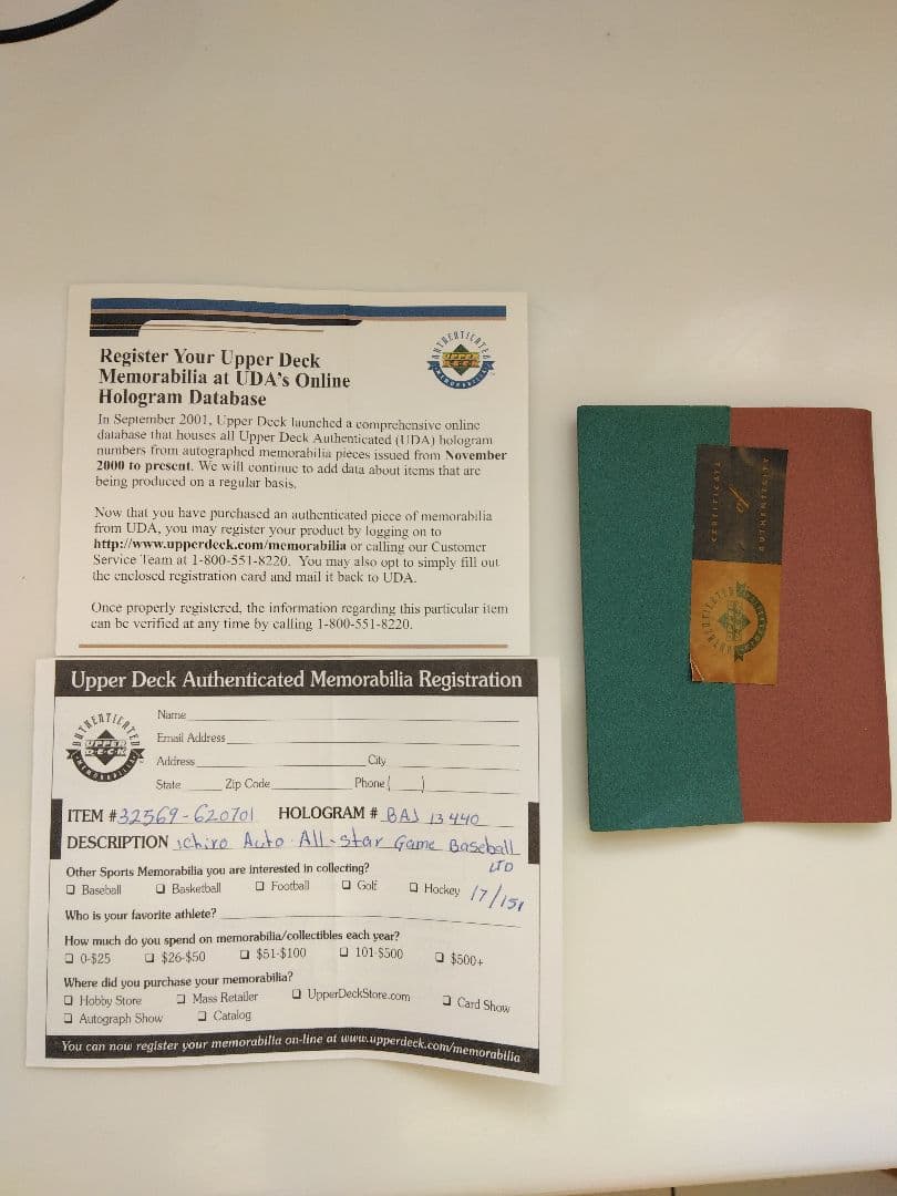 2003年オールスター☆イチロー直筆サイン入り公式球☆UPPER DECK証明書