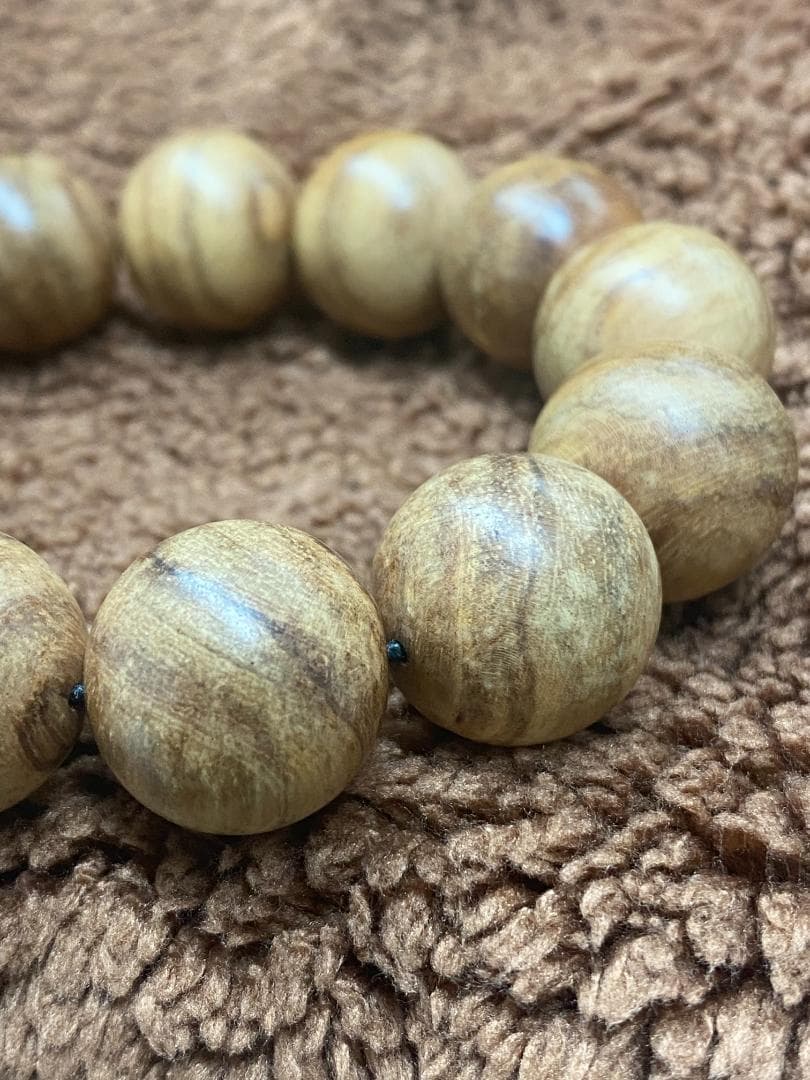 【天然木の風合い】木目が美しい 木珠ブレスレット