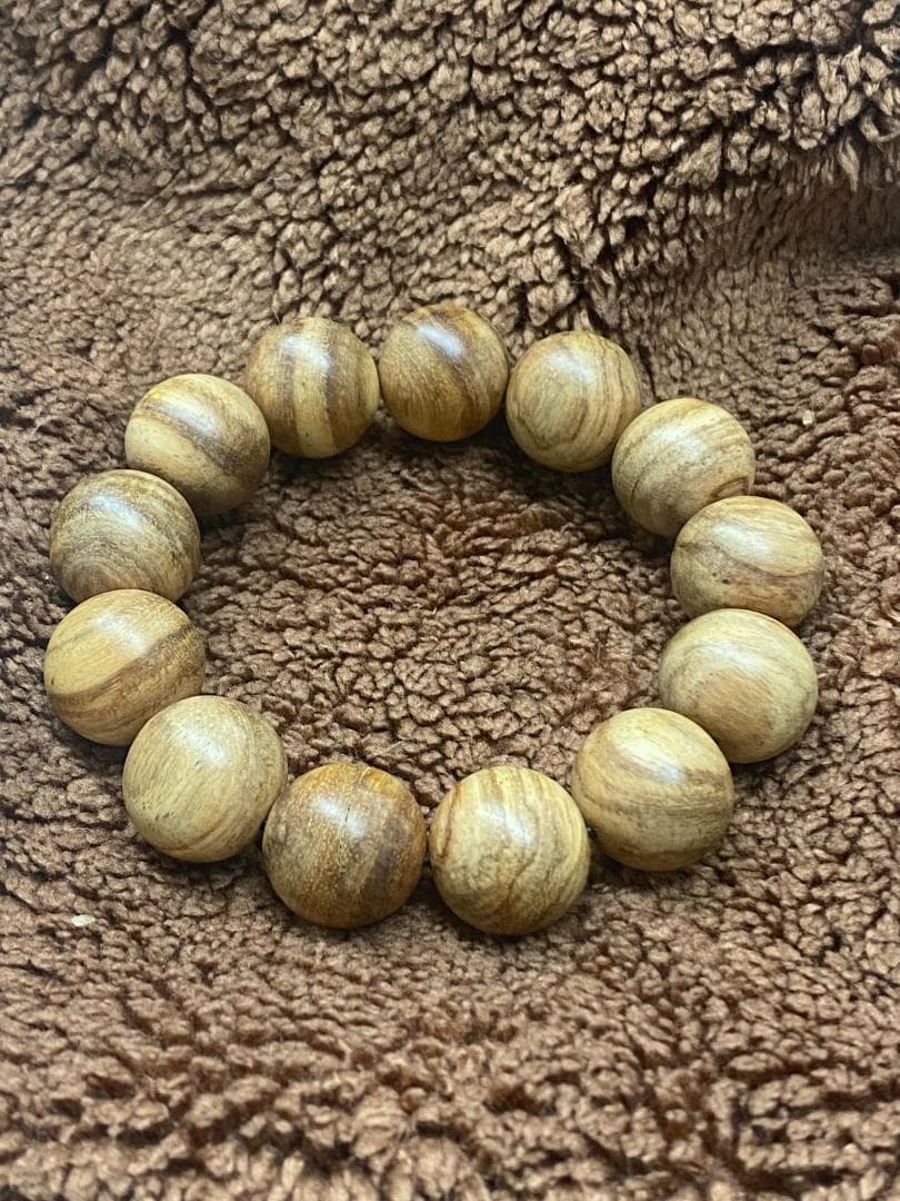 【天然木の風合い】木目が美しい 木珠ブレスレット