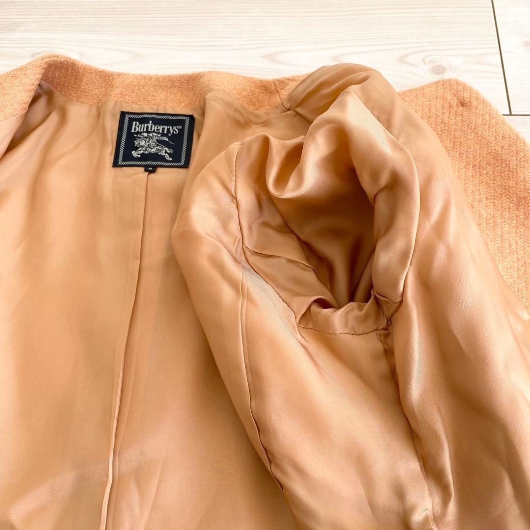 未使用 ビンテージ バーバリー ウールカシミヤツイード ノーカラージャケット 9