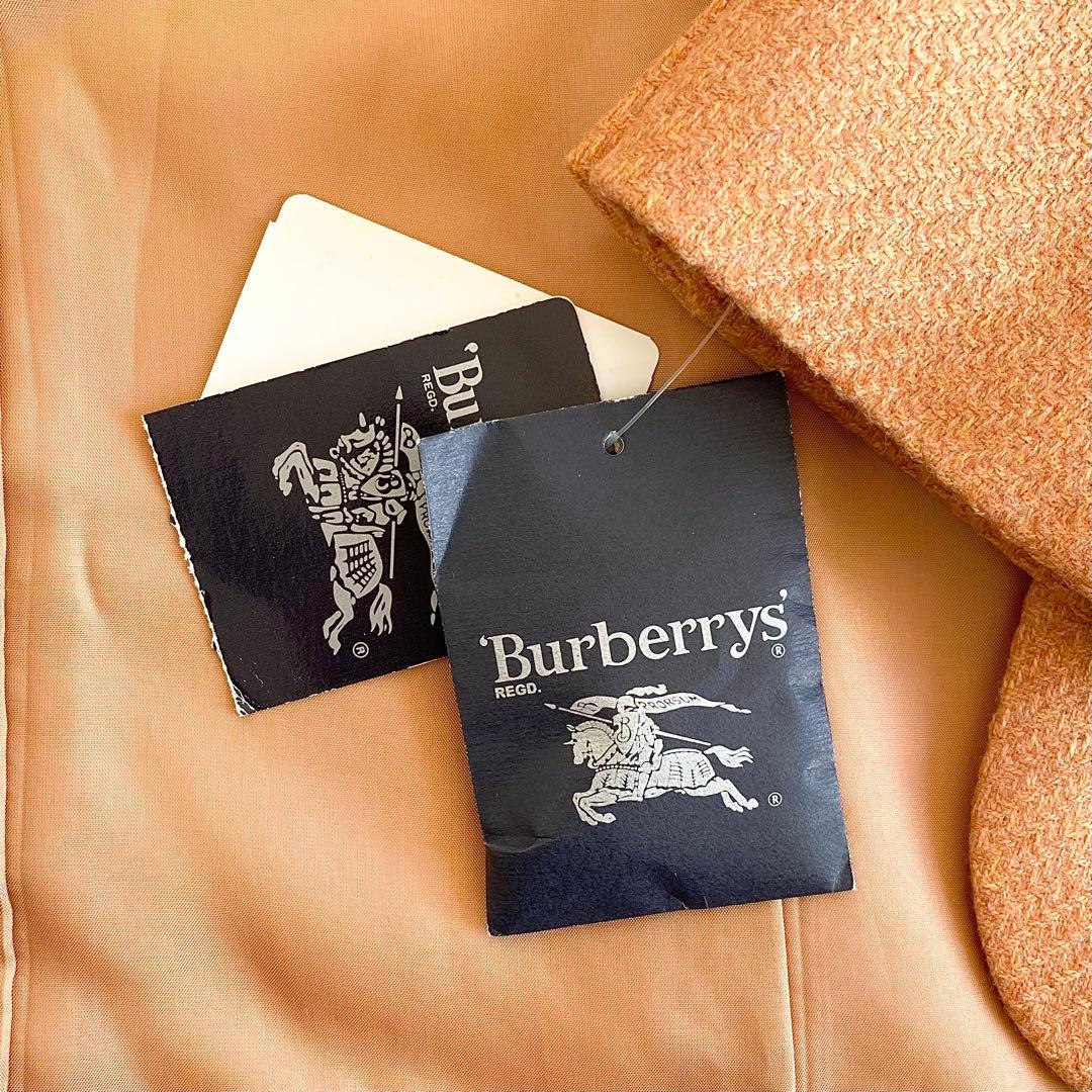 未使用 ビンテージ バーバリー ウールカシミヤツイード ノーカラージャケット 9