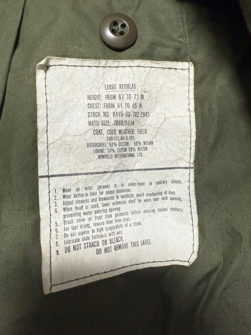 us amrmy m-65 ミリタリージャケット WINFIELD L