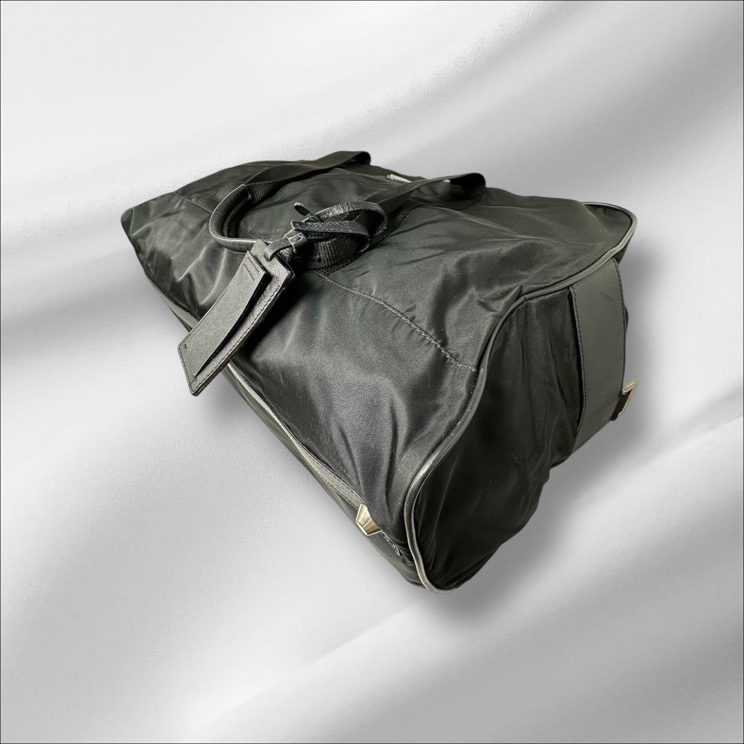 【美品】 プラダ ボストンバッグ ナイロン サフィアーノ ギャランティ付き