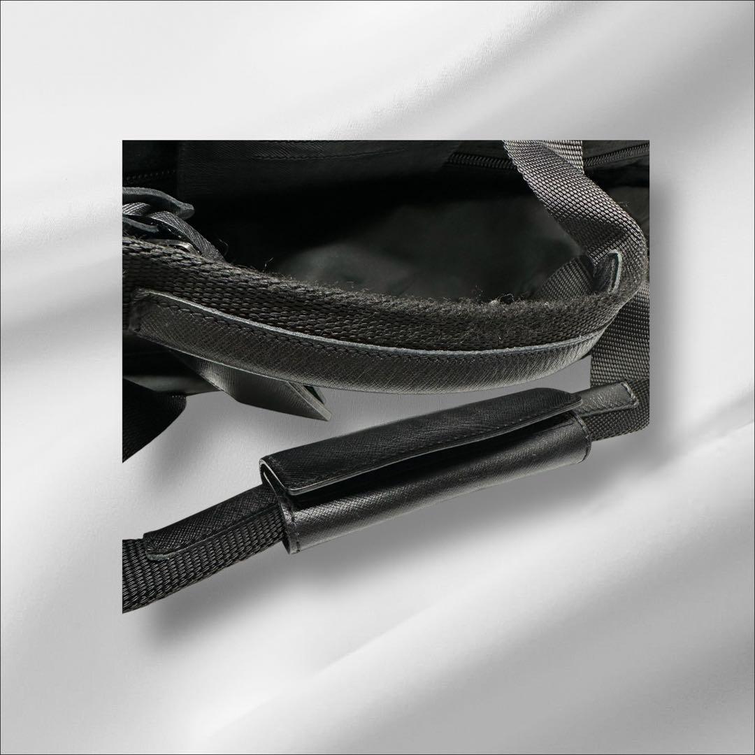 【美品】 プラダ ボストンバッグ ナイロン サフィアーノ ギャランティ付き