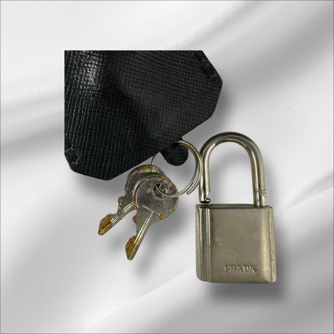 【美品】 プラダ ボストンバッグ ナイロン サフィアーノ ギャランティ付き