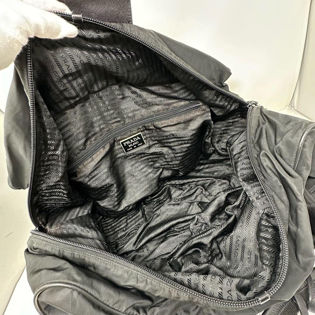 【美品】 プラダ ボストンバッグ ナイロン サフィアーノ ギャランティ付き