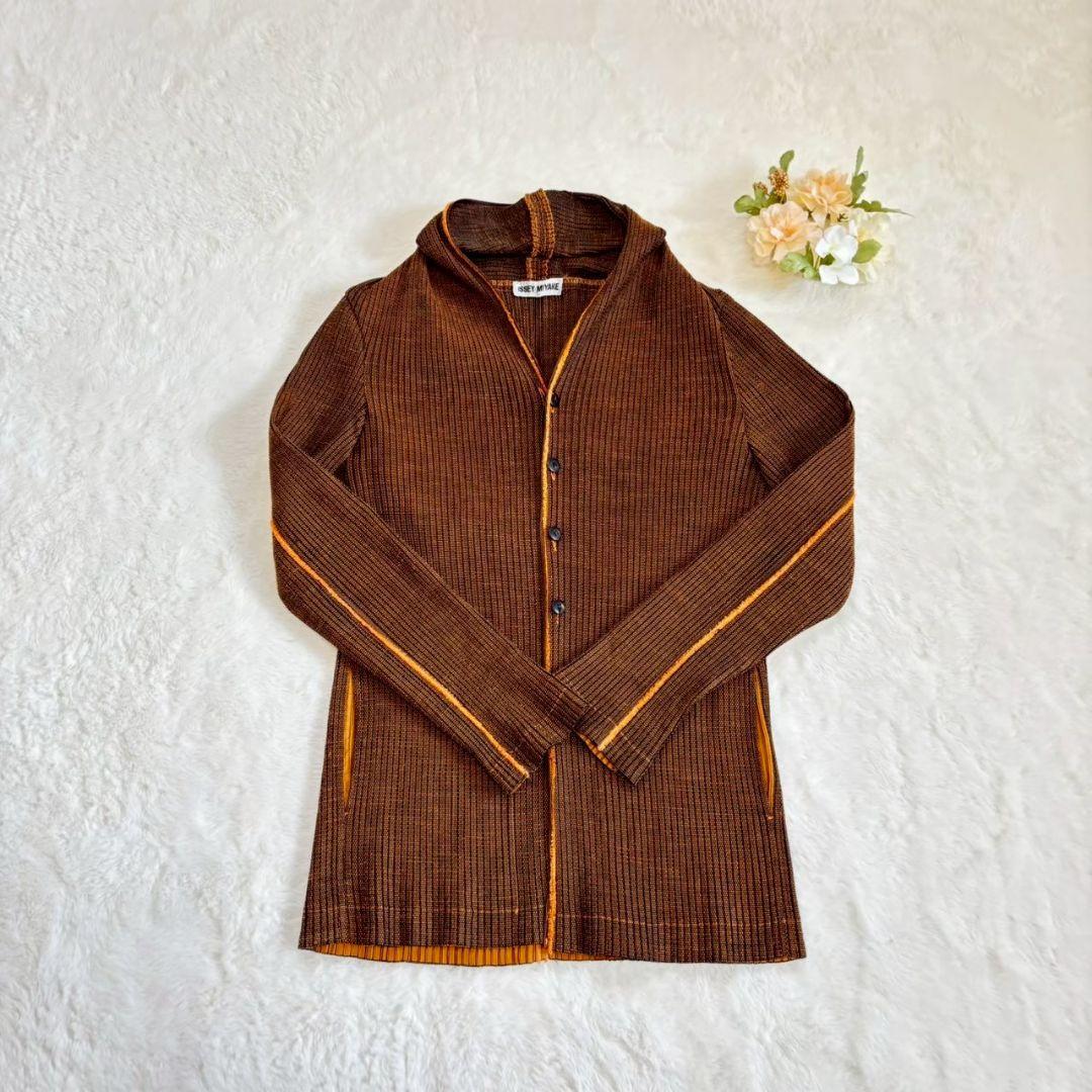 イッセイミヤケ　ISSEY MIYAKE 　プリーツ　ジャケット　ブラウン