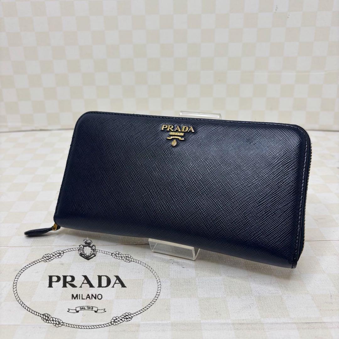 極美品　PRADA プラダ　長財布　ラウンドファスナー M08