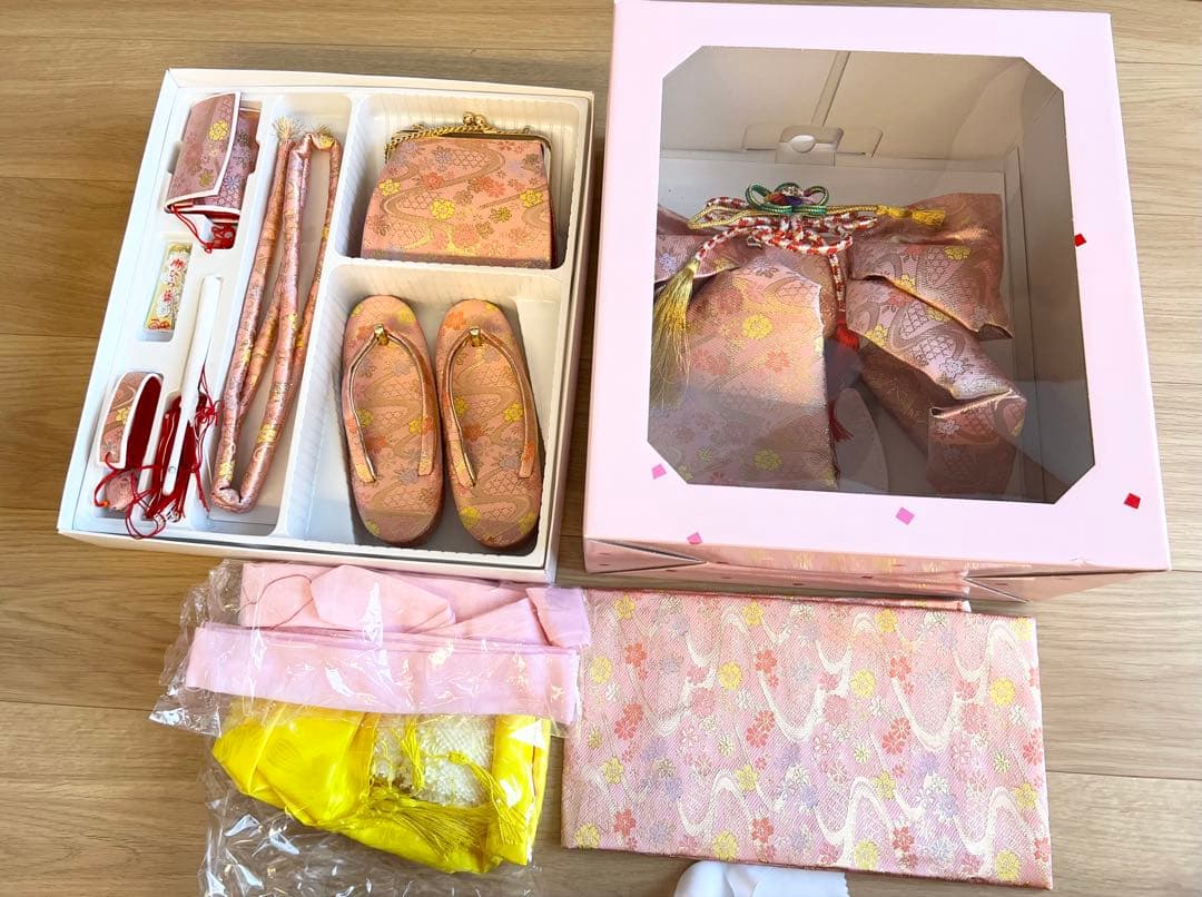 七五三(女の子　7歳) 花柄ピンク 着物セット