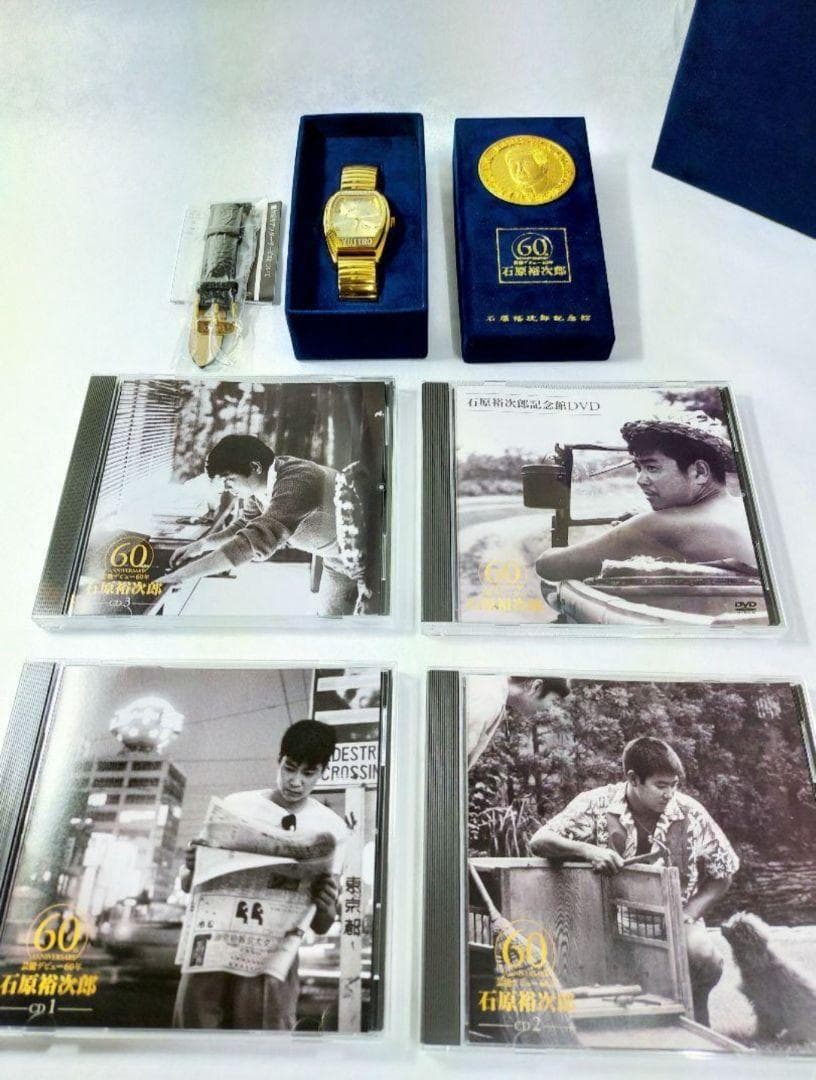 ■石原裕次郎 60周年 (男性用)5LP＋3CD、DVD、ブックレット、時計
