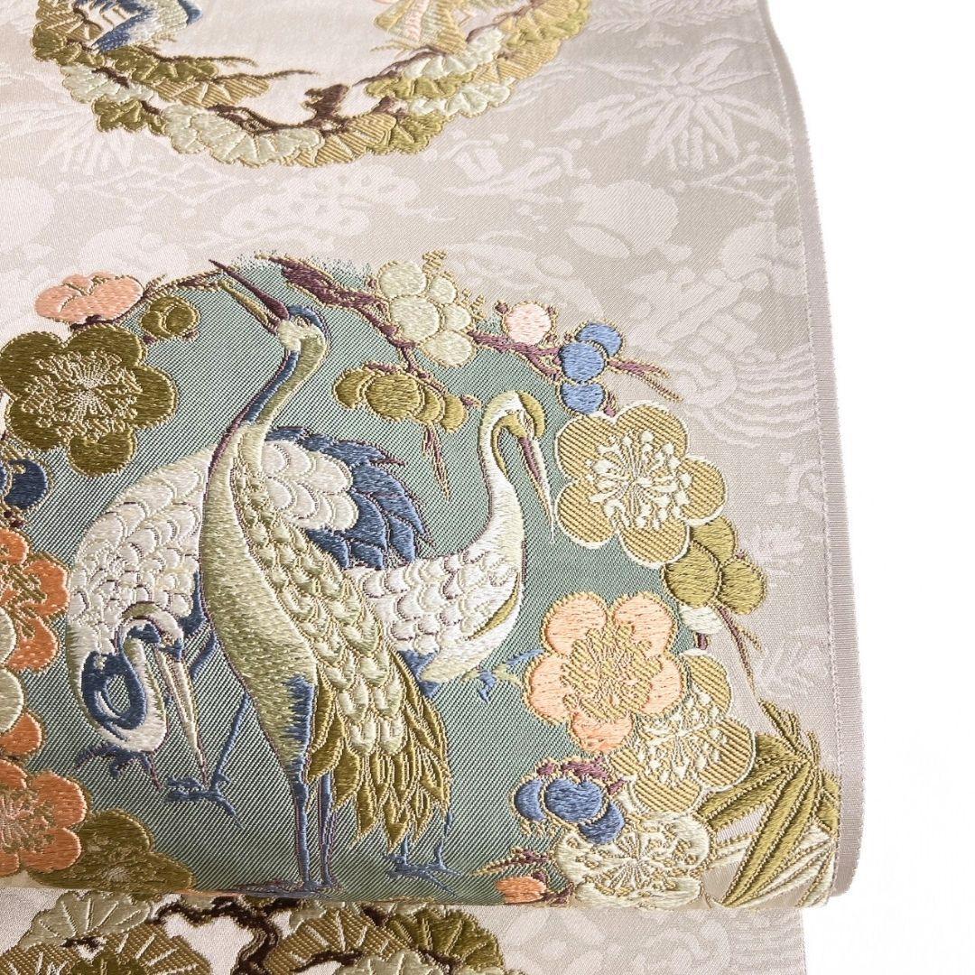 鶴模様　双鶴紋　菊花　梅花　松模様　袋帯　着物　123a p