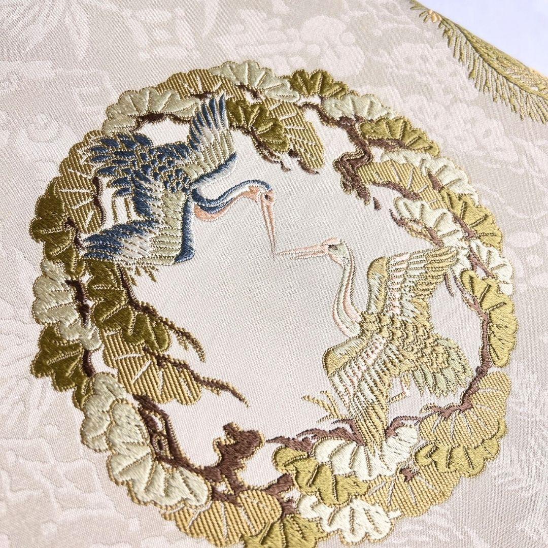 鶴模様　双鶴紋　菊花　梅花　松模様　袋帯　着物　123a p