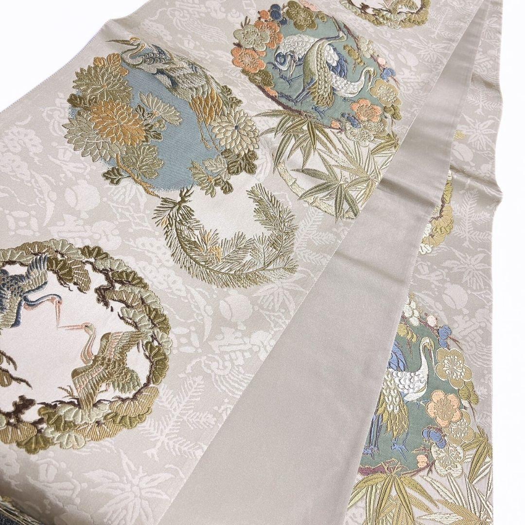 鶴模様　双鶴紋　菊花　梅花　松模様　袋帯　着物　123a p