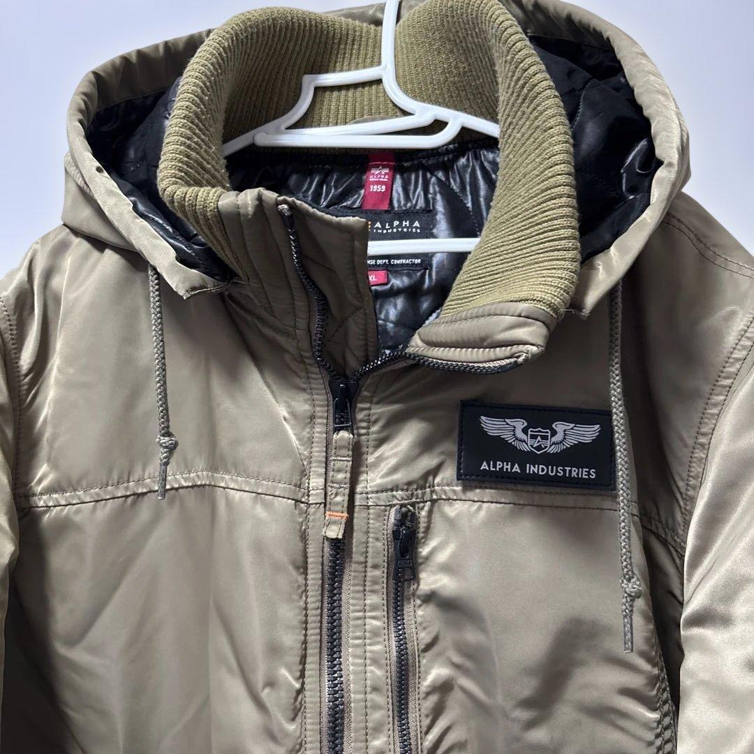 ALPHA INDUSTRIESサーモライトフルジップ　ベージュ　メンズXL