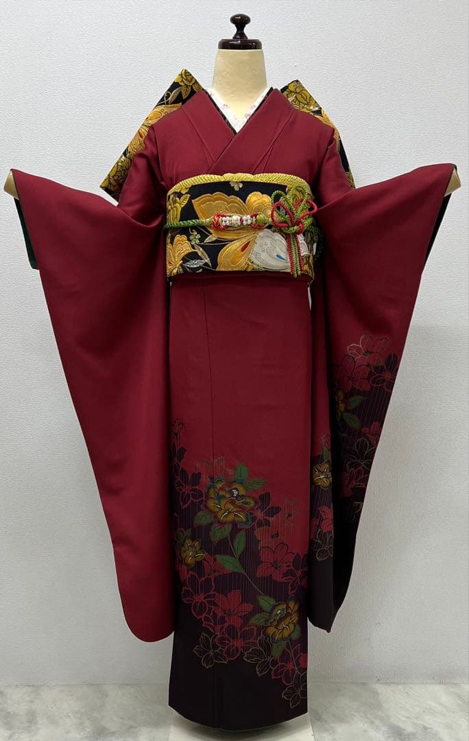 振り袖　フルセット　別誂長襦袢　赤　成人式　金彩加工　結婚式　刺繍半襟　745