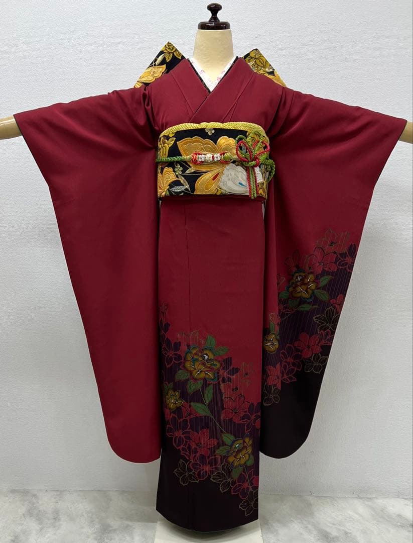 振り袖　フルセット　別誂長襦袢　赤　成人式　金彩加工　結婚式　刺繍半襟　745