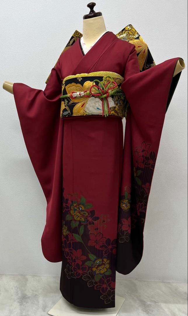 振り袖　フルセット　別誂長襦袢　赤　成人式　金彩加工　結婚式　刺繍半襟　745