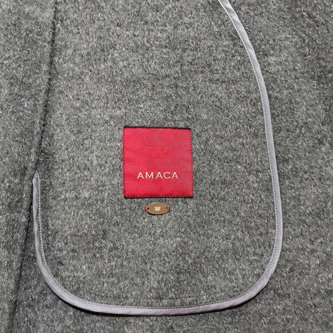 【極美品】アマカ アルパカ混 ロングコート 一枚仕立て グレー サイズ38