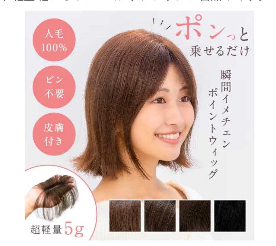 乗せるだけ。マジックテープウィッグ。※ぺろりんちょではありません。