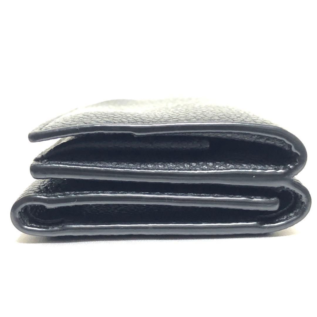 極美品　サンローランパリ　オリガミ　三つ折り財布　シボ革　レザー　黒　付属品◎