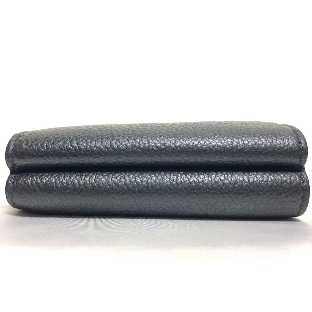 極美品　サンローランパリ　オリガミ　三つ折り財布　シボ革　レザー　黒　付属品◎
