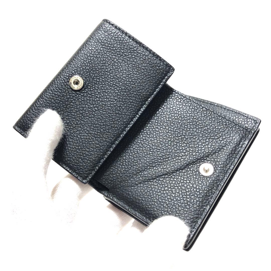 極美品　サンローランパリ　オリガミ　三つ折り財布　シボ革　レザー　黒　付属品◎