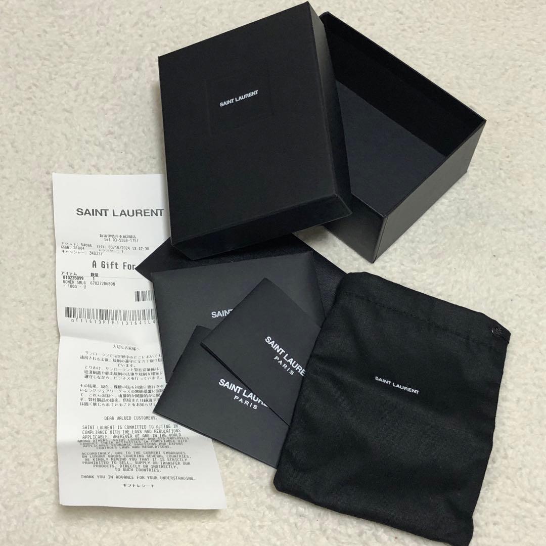 極美品　サンローランパリ　オリガミ　三つ折り財布　シボ革　レザー　黒　付属品◎