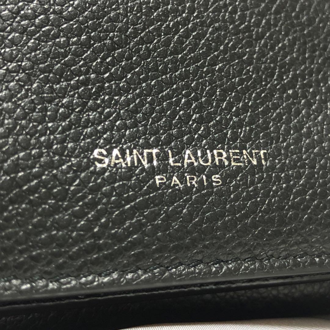 極美品　サンローランパリ　オリガミ　三つ折り財布　シボ革　レザー　黒　付属品◎