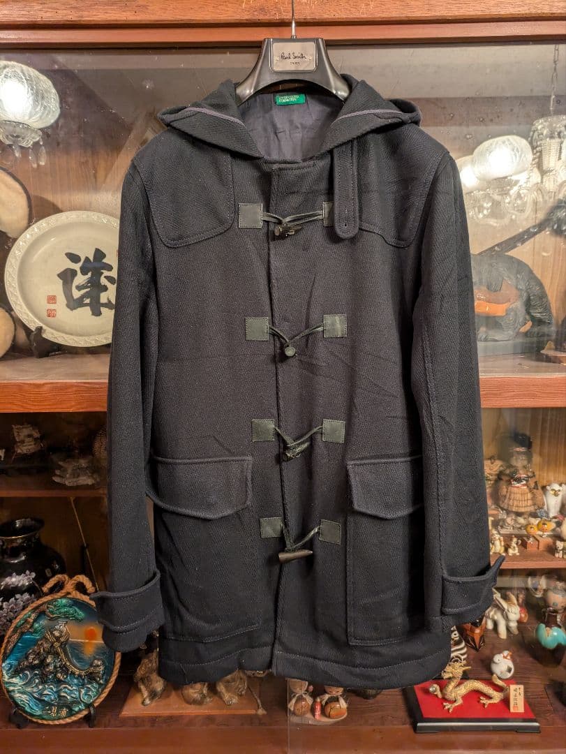 BENETTON カシミア混ウールダッフルコート　ミッドナイトブルー　イタリア製