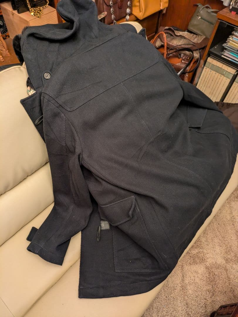 BENETTON カシミア混ウールダッフルコート　ミッドナイトブルー　イタリア製