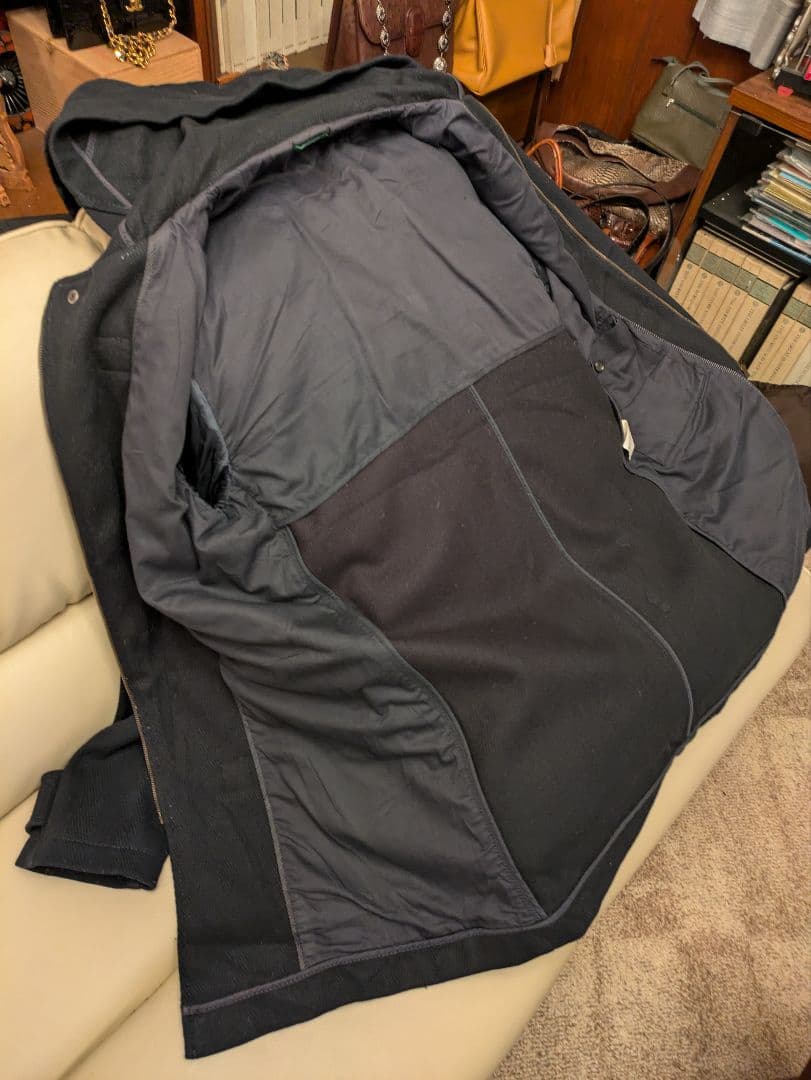 BENETTON カシミア混ウールダッフルコート　ミッドナイトブルー　イタリア製