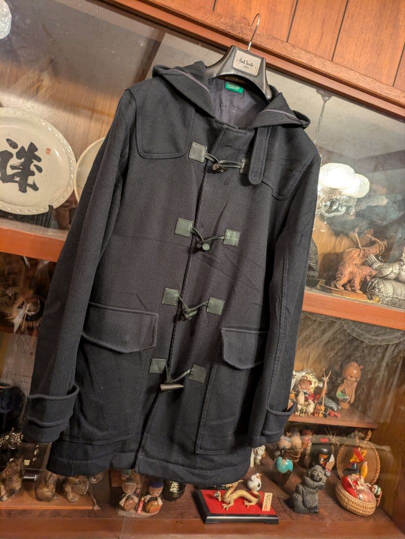 BENETTON カシミア混ウールダッフルコート　ミッドナイトブルー　イタリア製