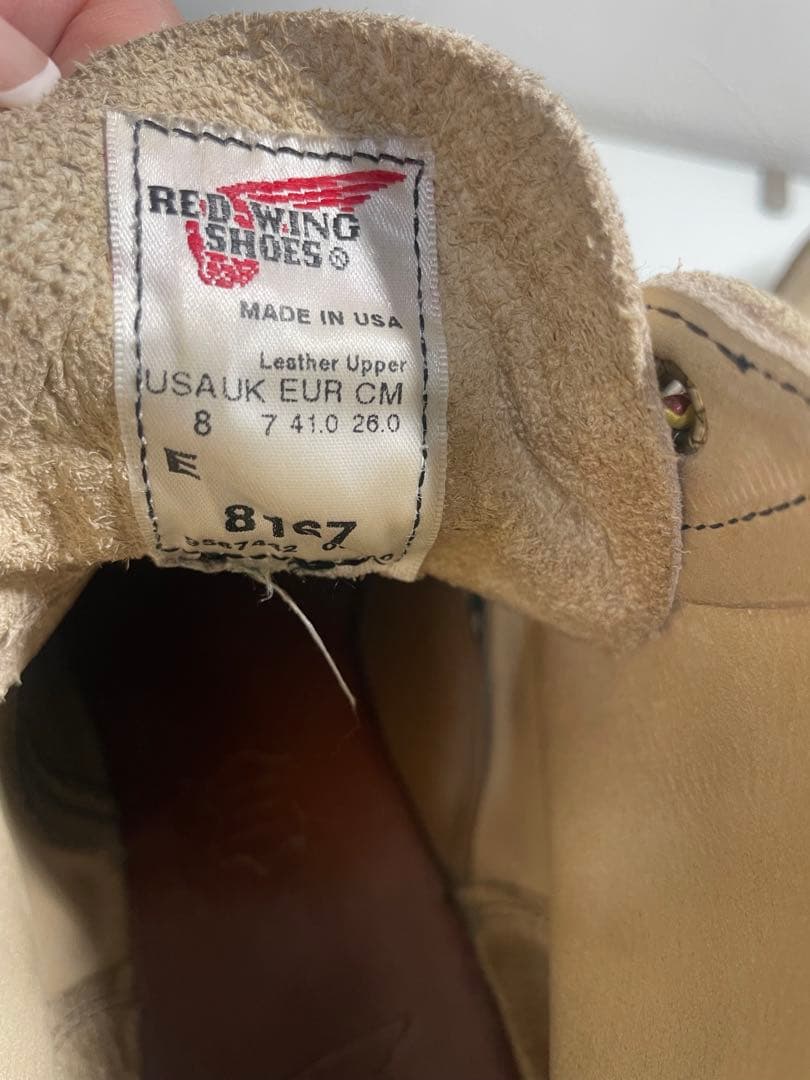 ウィンRED WING SHOES ベージュ ワークブーツ 8