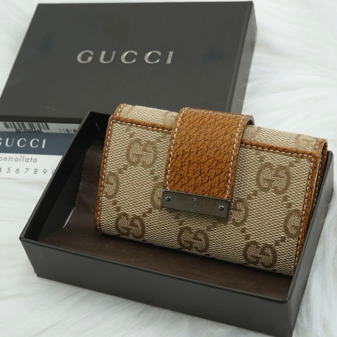 未使用品　箱付き　GUCCI グッチ　キーケース　レザー×キャンバス　GG柄