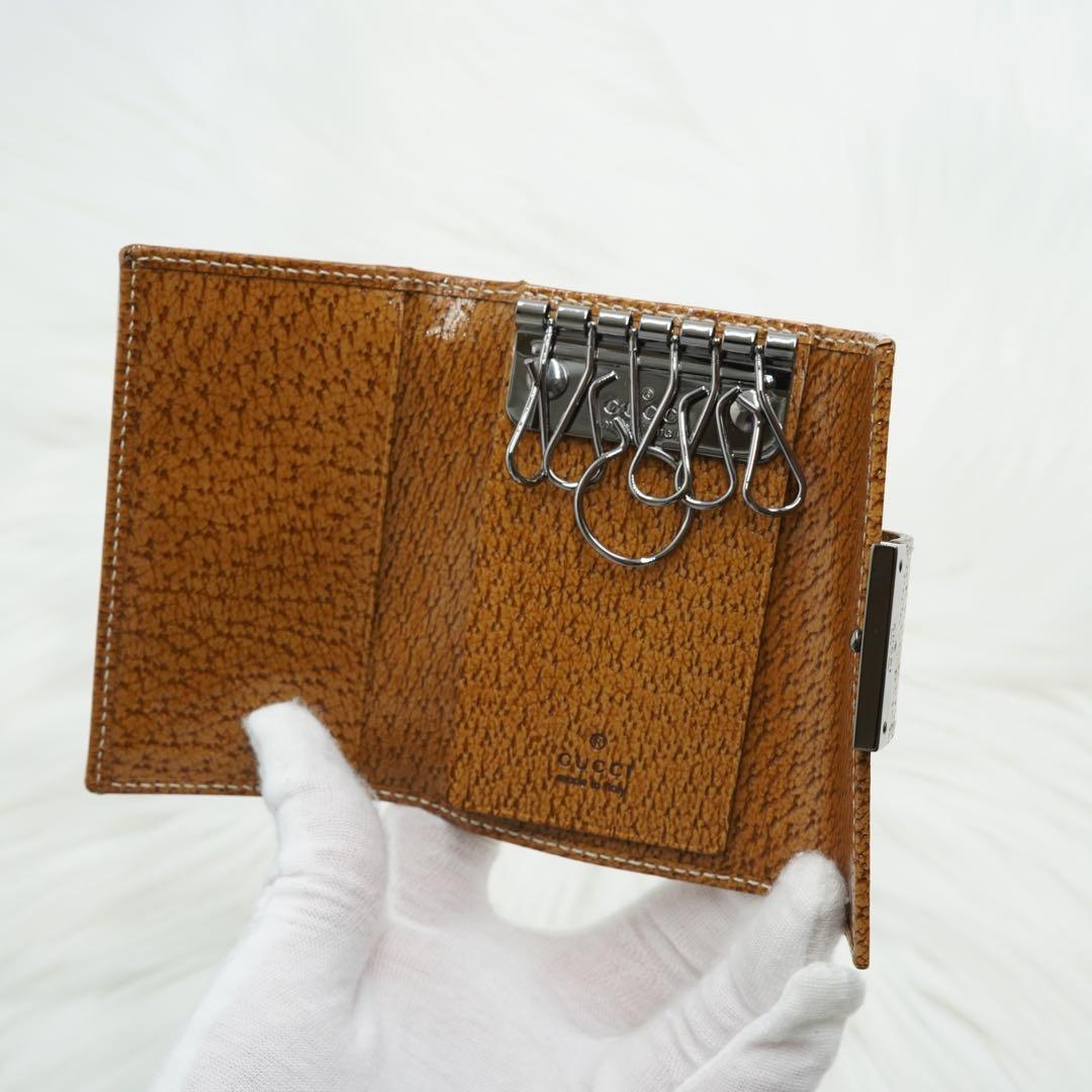 未使用品　箱付き　GUCCI グッチ　キーケース　レザー×キャンバス　GG柄