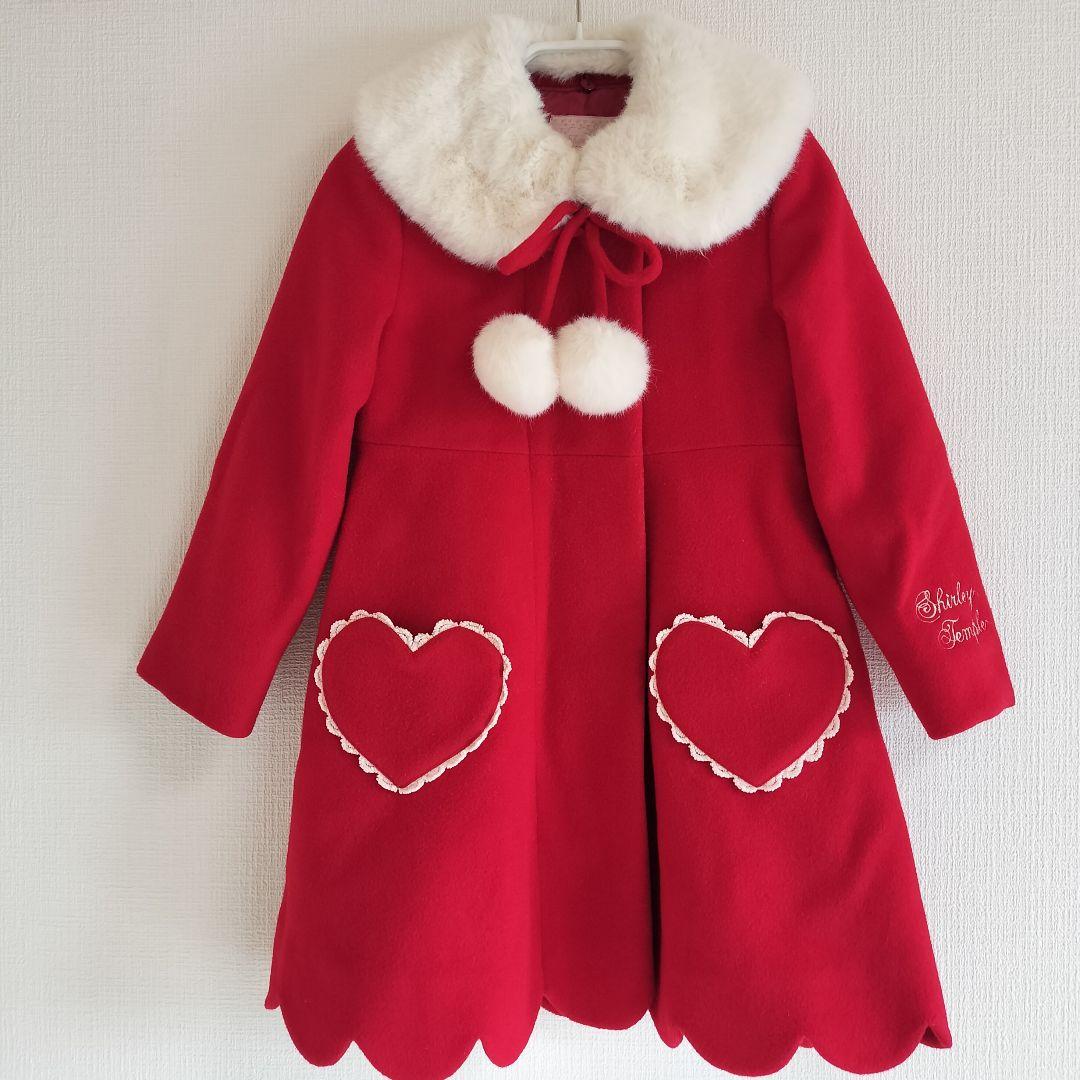 シャーリーテンプルファー付サンタコート赤120cm Shirley Temple