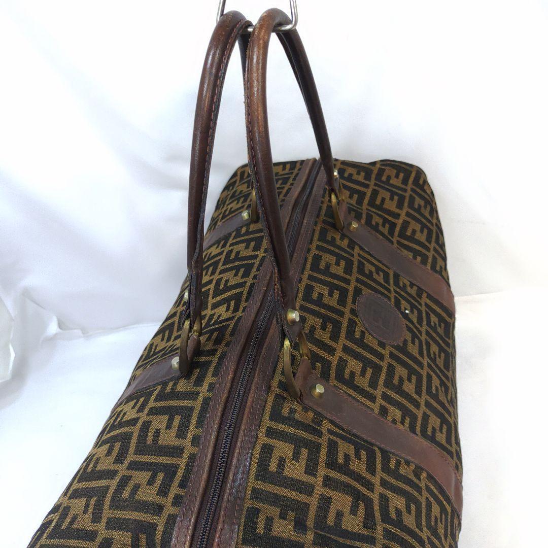 フェンディ ボストンバッグ レザー×キャンバス A4可 肩掛 FF柄 ブラウン