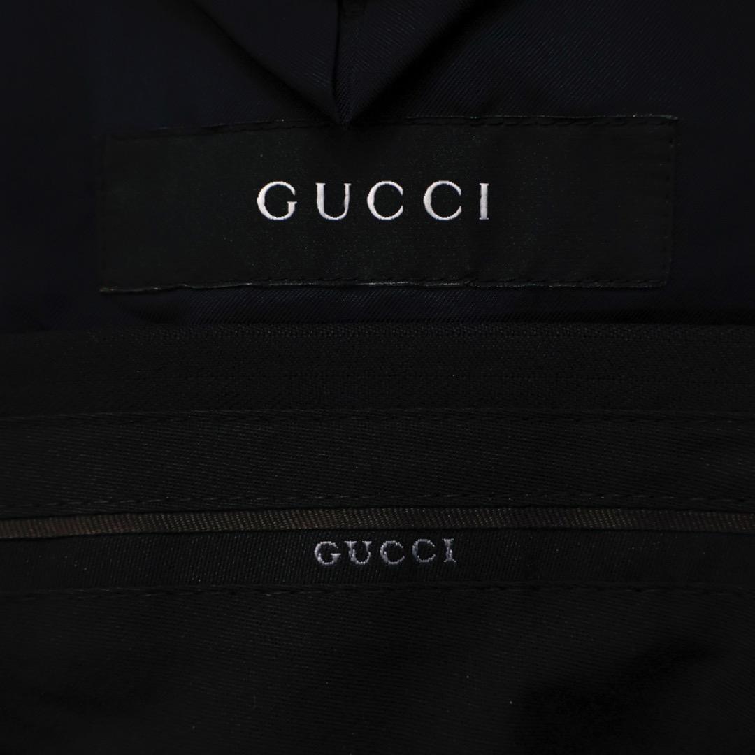 H4157グッチ　ウール混モヘア混　２釦ピンストライプ柄　セットアップスーツ