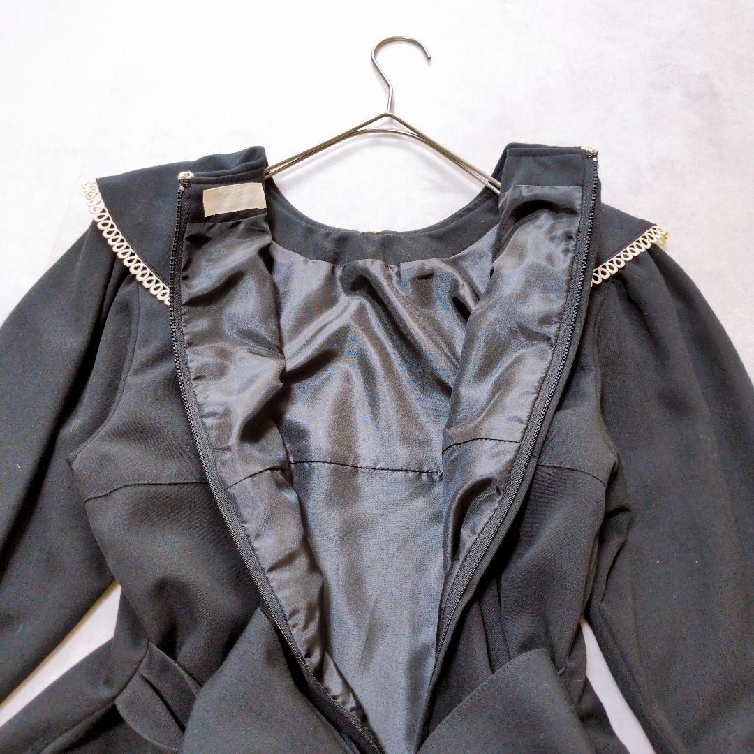 希少✨️ Emily Temple 花刺繍レースワンピース ビッグカラー 黒