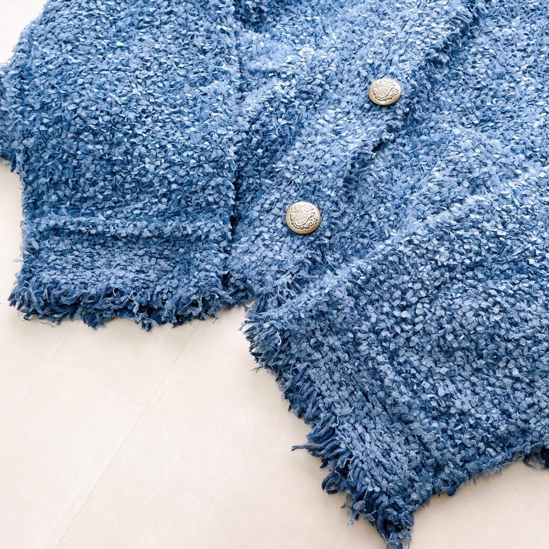 美品✨2025 ウィムガゼット ニットTWEEDYジャケット サックスブルー