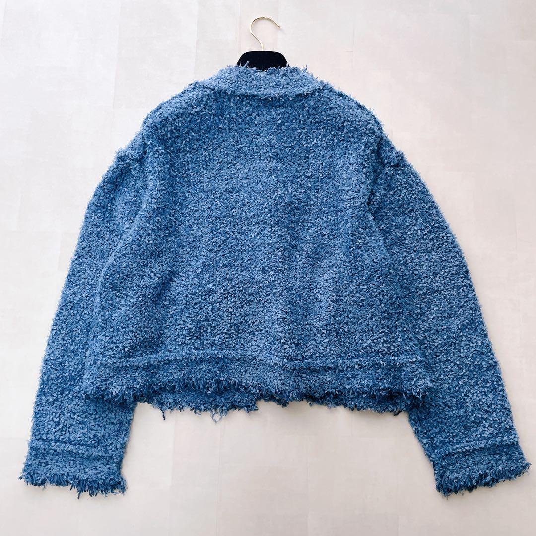 美品✨2025 ウィムガゼット ニットTWEEDYジャケット サックスブルー