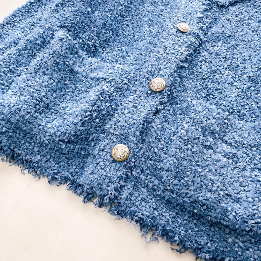 美品✨2025 ウィムガゼット ニットTWEEDYジャケット サックスブルー
