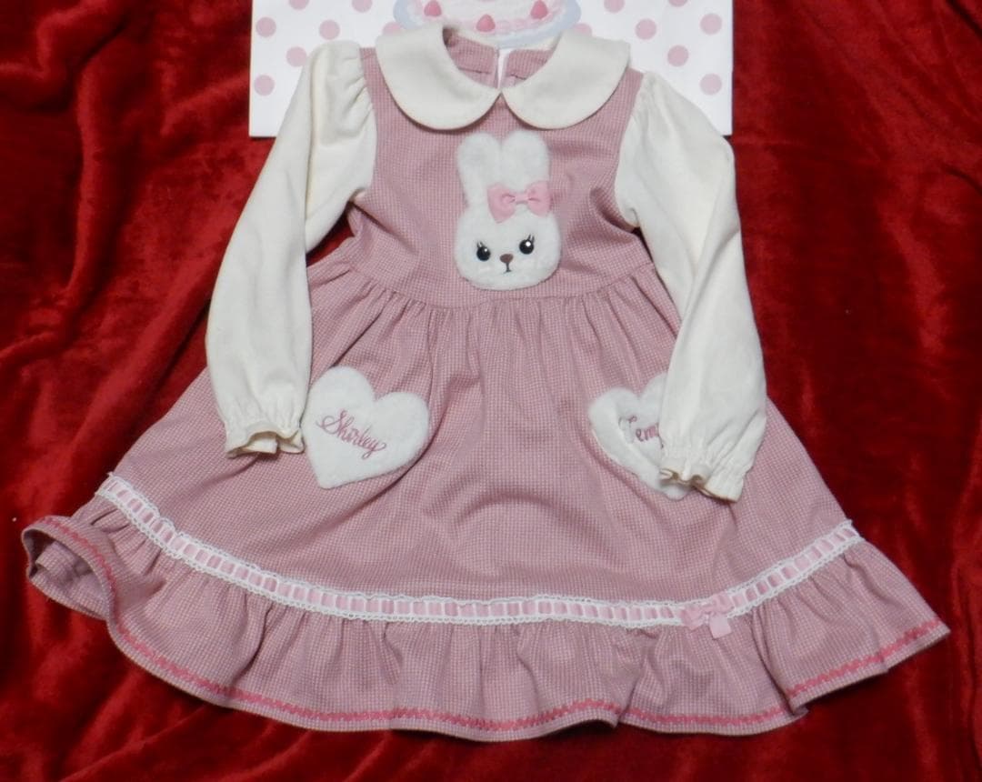 ◆シャーリーテンプル◆うさぎ千鳥ジャガードワンピース◆ピンク◆120◆ウサギ