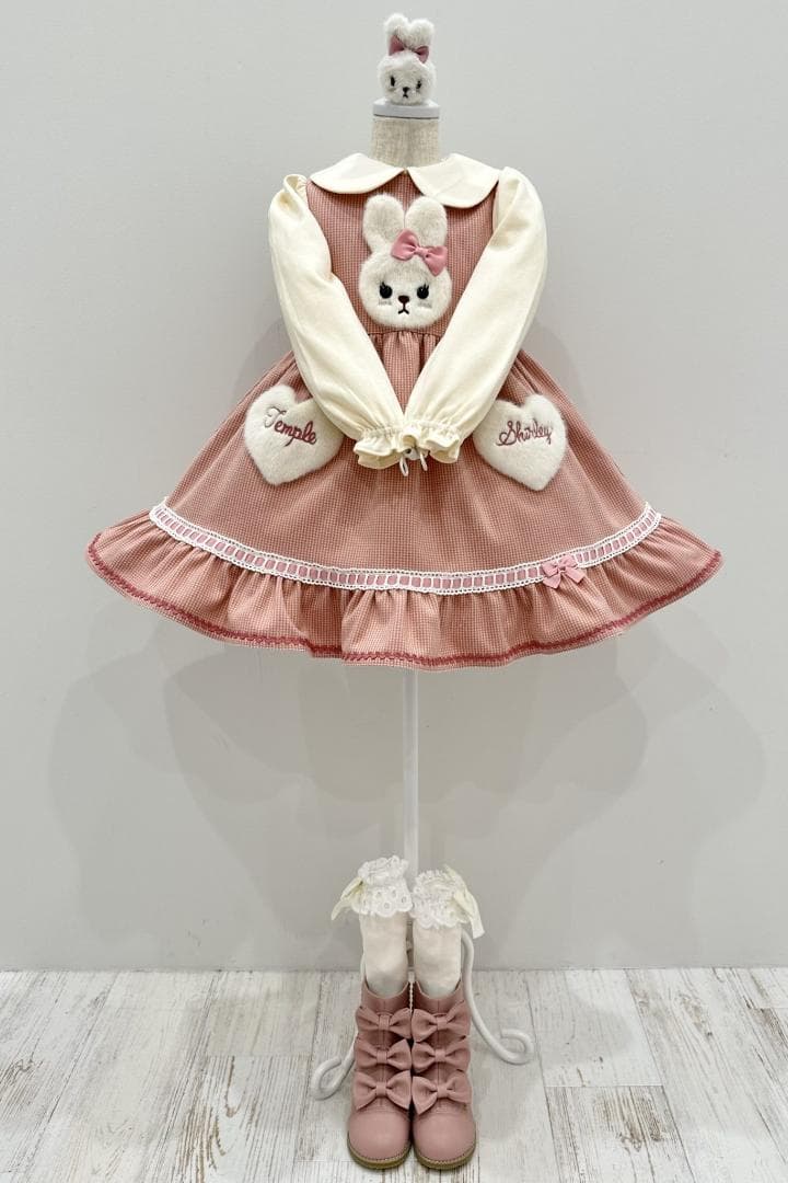 ◆シャーリーテンプル◆うさぎ千鳥ジャガードワンピース◆ピンク◆120◆ウサギ