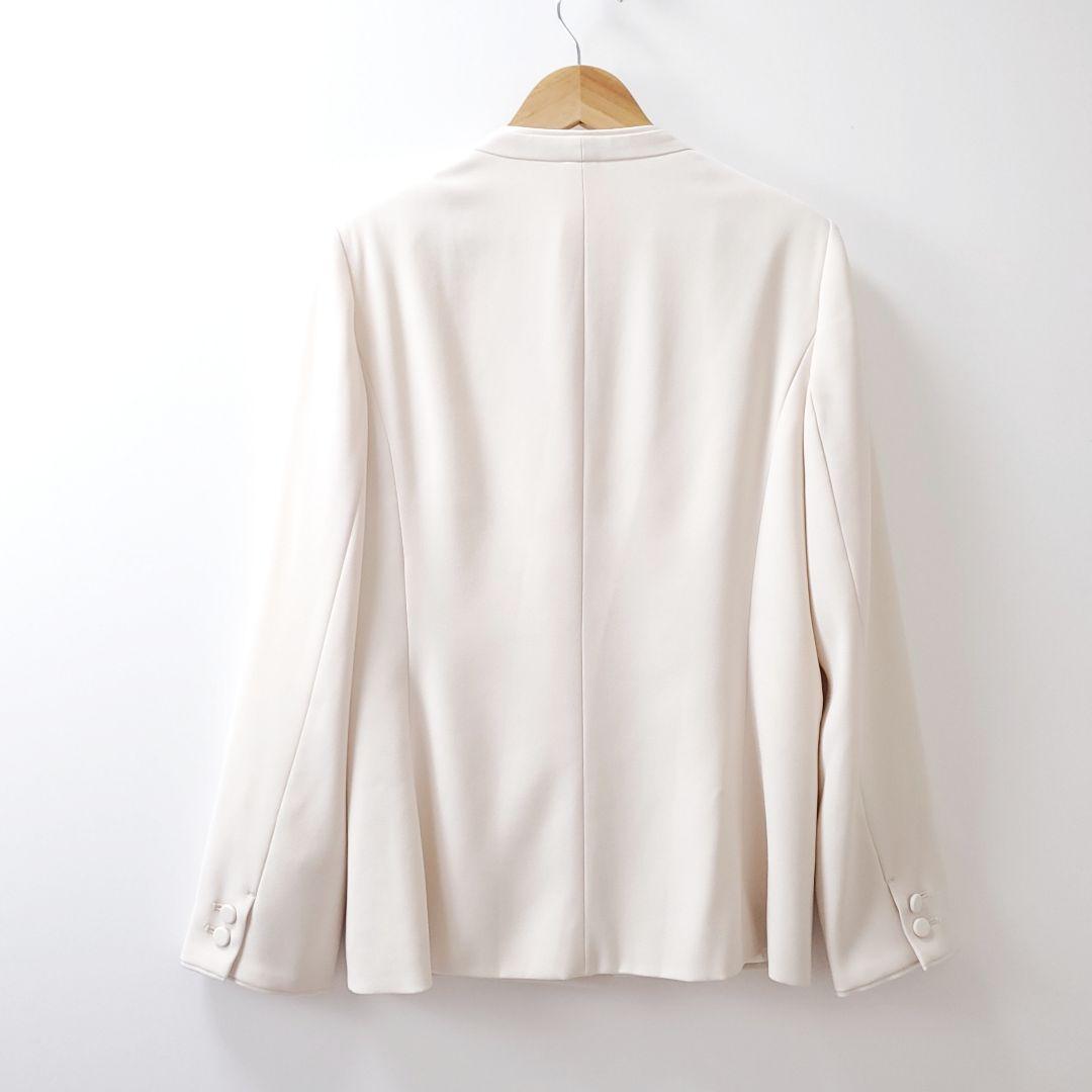 美品☆22AW☆アナイ トリアセテート ノーカラー ジャケット アイボリー