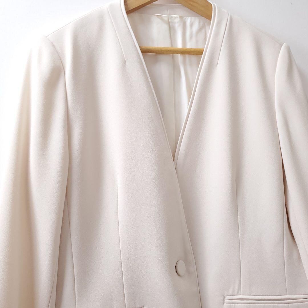 美品☆22AW☆アナイ トリアセテート ノーカラー ジャケット アイボリー