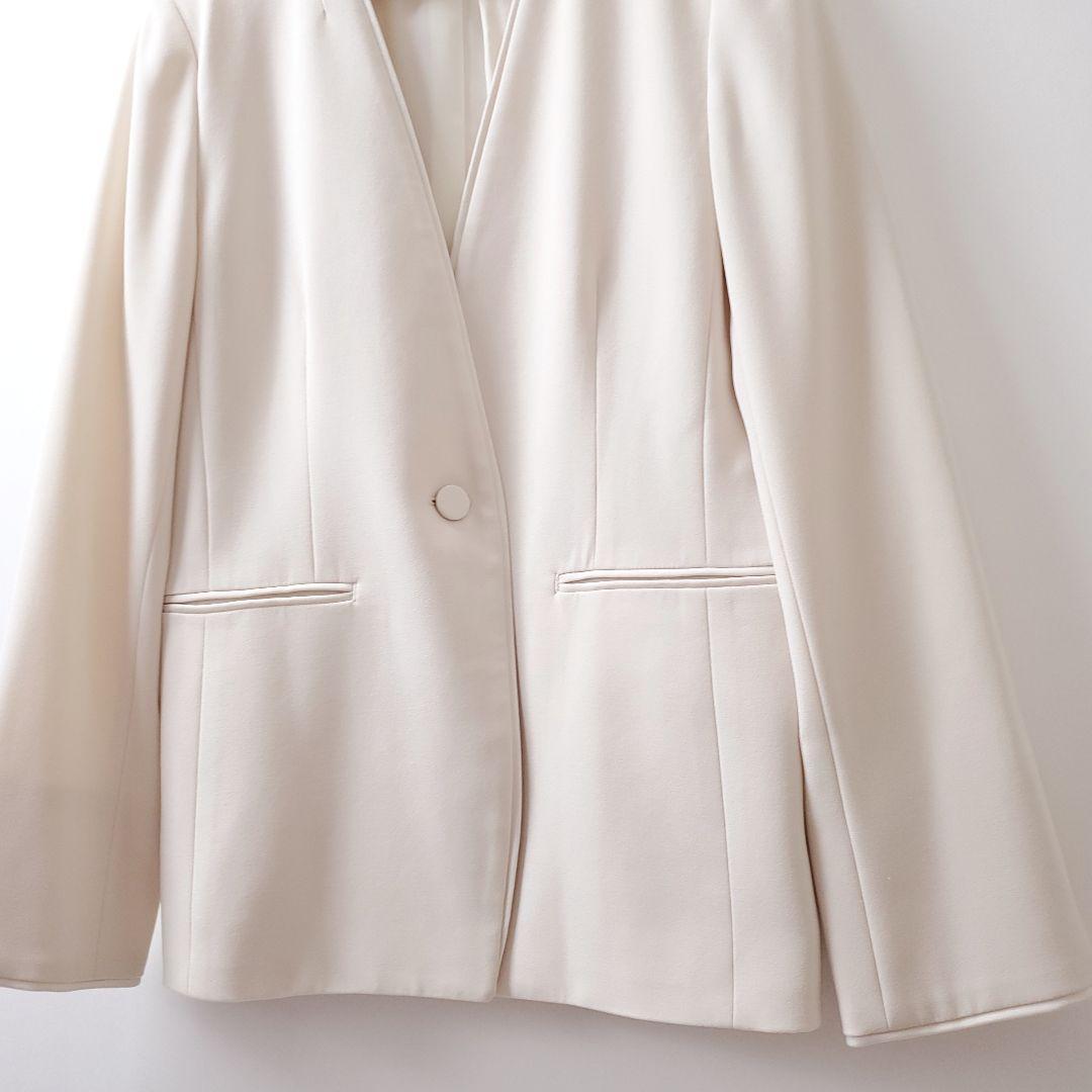 美品☆22AW☆アナイ トリアセテート ノーカラー ジャケット アイボリー