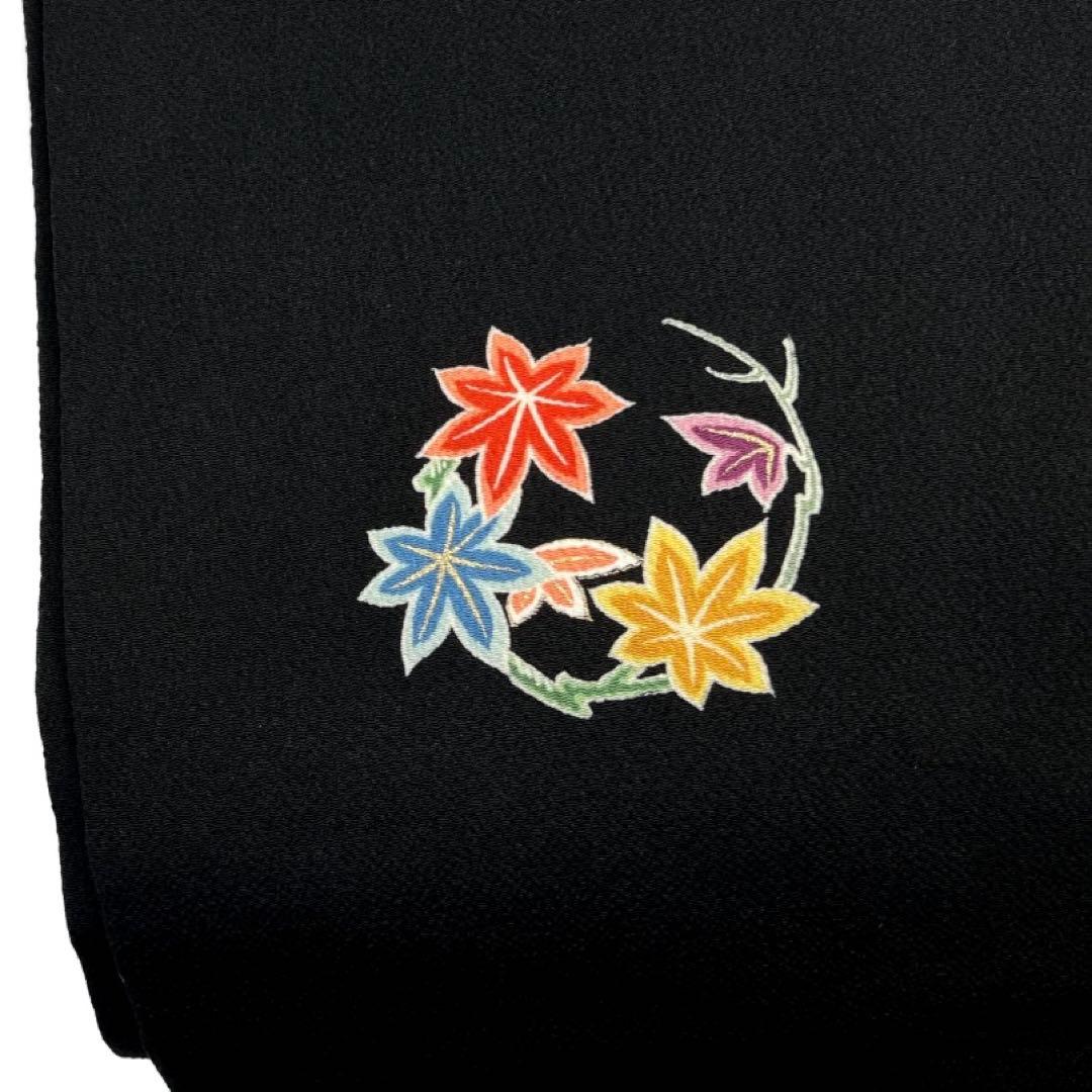 名古屋帯　ちりめん　金彩　花紋　牡丹　菊　桜　楓　着物　093a d